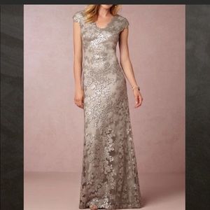 NWT Tadashi Shoji “Veda” Silver Sequin Gown